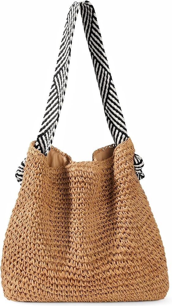 Straw Beach Bags for Women - Summer Straw Bag for Women Shoulder Handbags, Tote Bag Woven | Amazon (US)