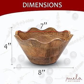 Mela Artisans Wooden Scalloped Bowl - Small | Ruffle Decorative Style | Rustic Kitchen Decor | Ma... | Amazon (US)