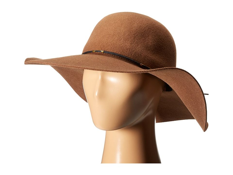 SCALA - Wool Floppy Hat with Wax Cord Trim (Pecan) Caps | Zappos