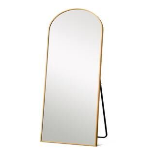 NEUTYPE 30 in. x 67 in. Modern Arch Metal Framed Gold Floor Standing Mirror SUUS-LHJ-M17076-G-S27... | The Home Depot
