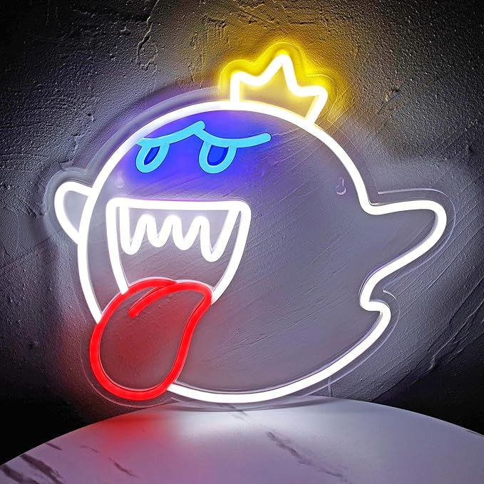 Neon Sign King Boo The Ghost Face LED Neon Light Mario Lamp Acrylic Sign for Game Room Decor Gami... | Amazon (US)