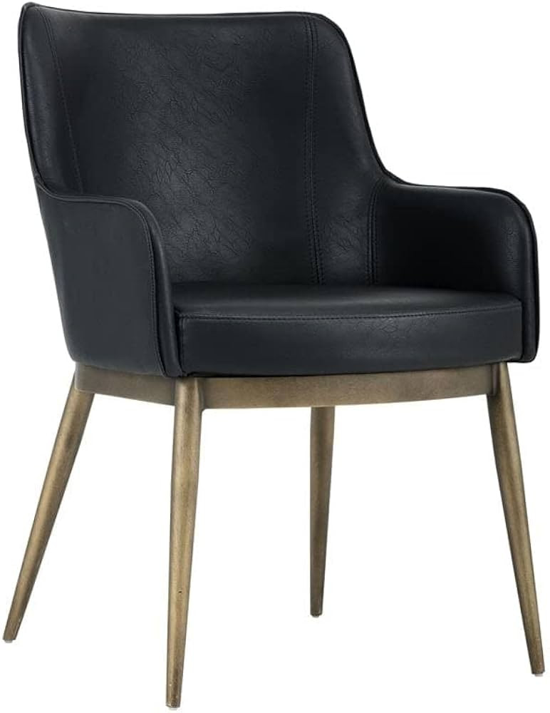 MAKLAINE 19" Modern Faux Leather Dining Armchair in Vintage Black | Amazon (US)