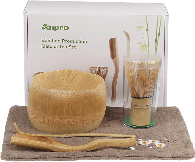 Anpro Bamboo Matcha Tea Whisk Set, Bamboo Whisk Holder Handmade Matcha Ceremony Starter Kit For T... | Amazon (US)
