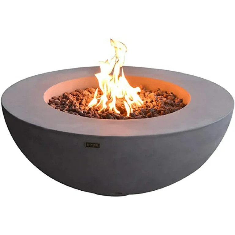 Elementi Natural Gas Concrete Lunar Bowl Fire Pit w/ Auto Ignition, Grey | Walmart (US)
