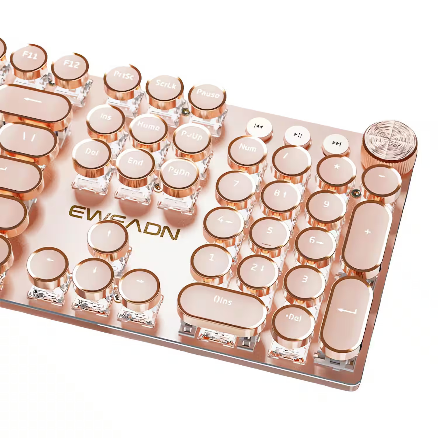 METALTON - Typewriter Style 104 key Nkro Retro Round Golden Ring Volume Knob Metal Panel c Cable - Rose Gold (Pink Switches) | Best Buy U.S.