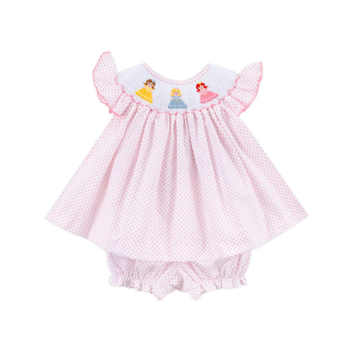 Pretty Princess Smocked Polka Dot Bloomer Set | Classic Whimsy