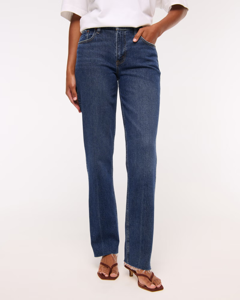 Women's Curve Love Mid Rise 90s Straight Jean | Women's Bottoms | Abercrombie.com | Abercrombie & Fitch (US)