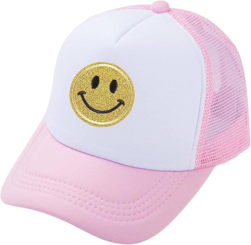 lycycse Smile Face Hat Womens Mesh Neon Trucker Hats with Sequins Smile Patch Preppy Hat Retro Ba... | Amazon (US)