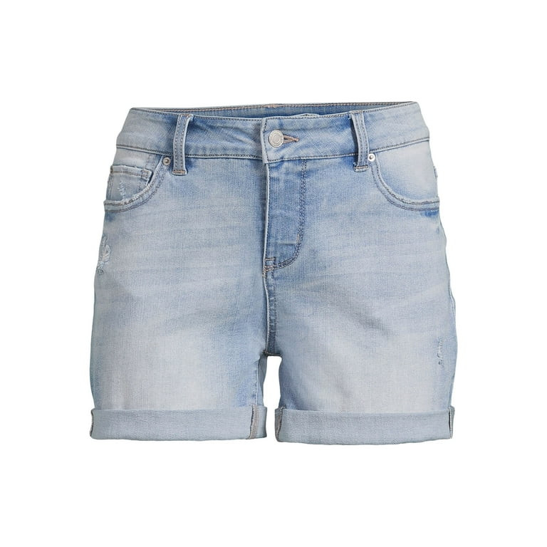 Time and Tru Women's Stretch Denim Double Roll Cuff Shorts | Walmart (US)