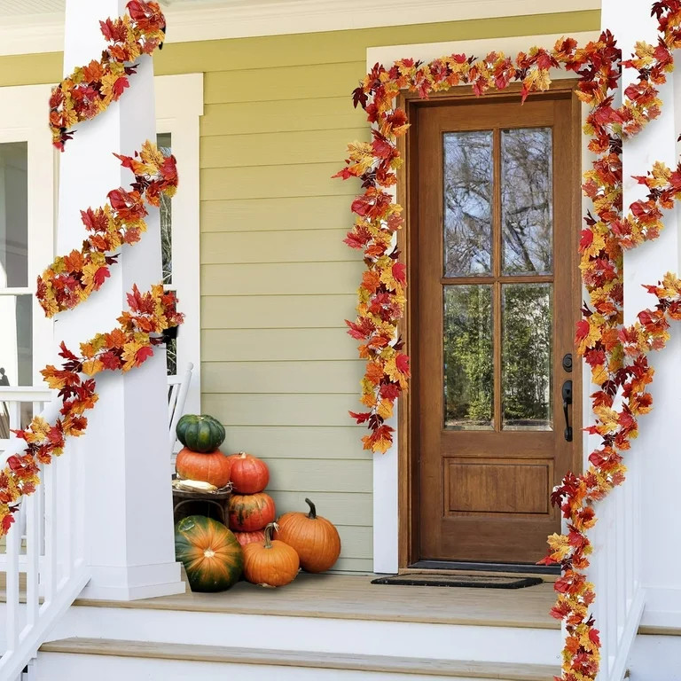 3 Pack Fall Maple Leaf Garland 6Ft/Piece Artificial Autumn Maple Leaves Hanging Foliage for Home ... | Walmart (US)