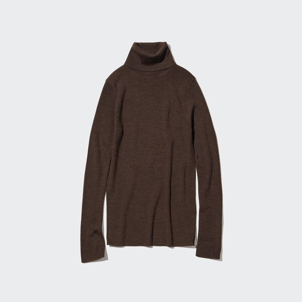 Extra Fine Merino Ribbed Turtleneck Long-Sleeve Sweater | UNIQLO (US)