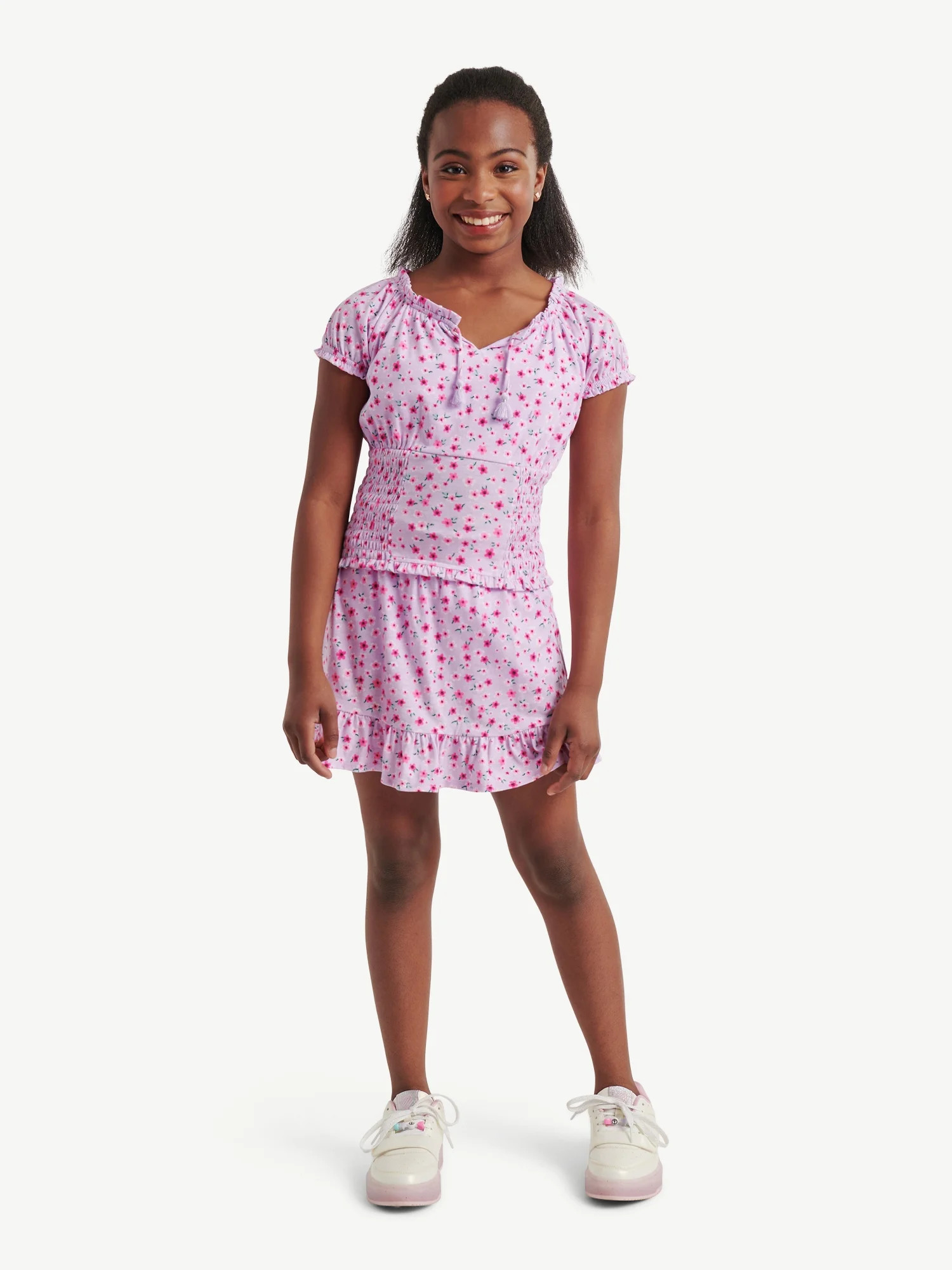 Justice Girls Peasant Top with Skirt 2-Piece Set, Sizes XS-XLP | Walmart (US)