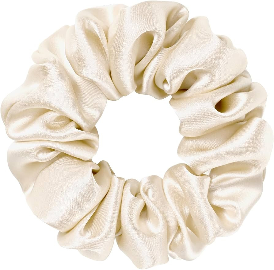 Silk Scrunchie 1.4" Medium Wide 6A 22 Momme 100% Mulberry Silk Hair Ties,Gentle on Hair No Damage... | Amazon (US)