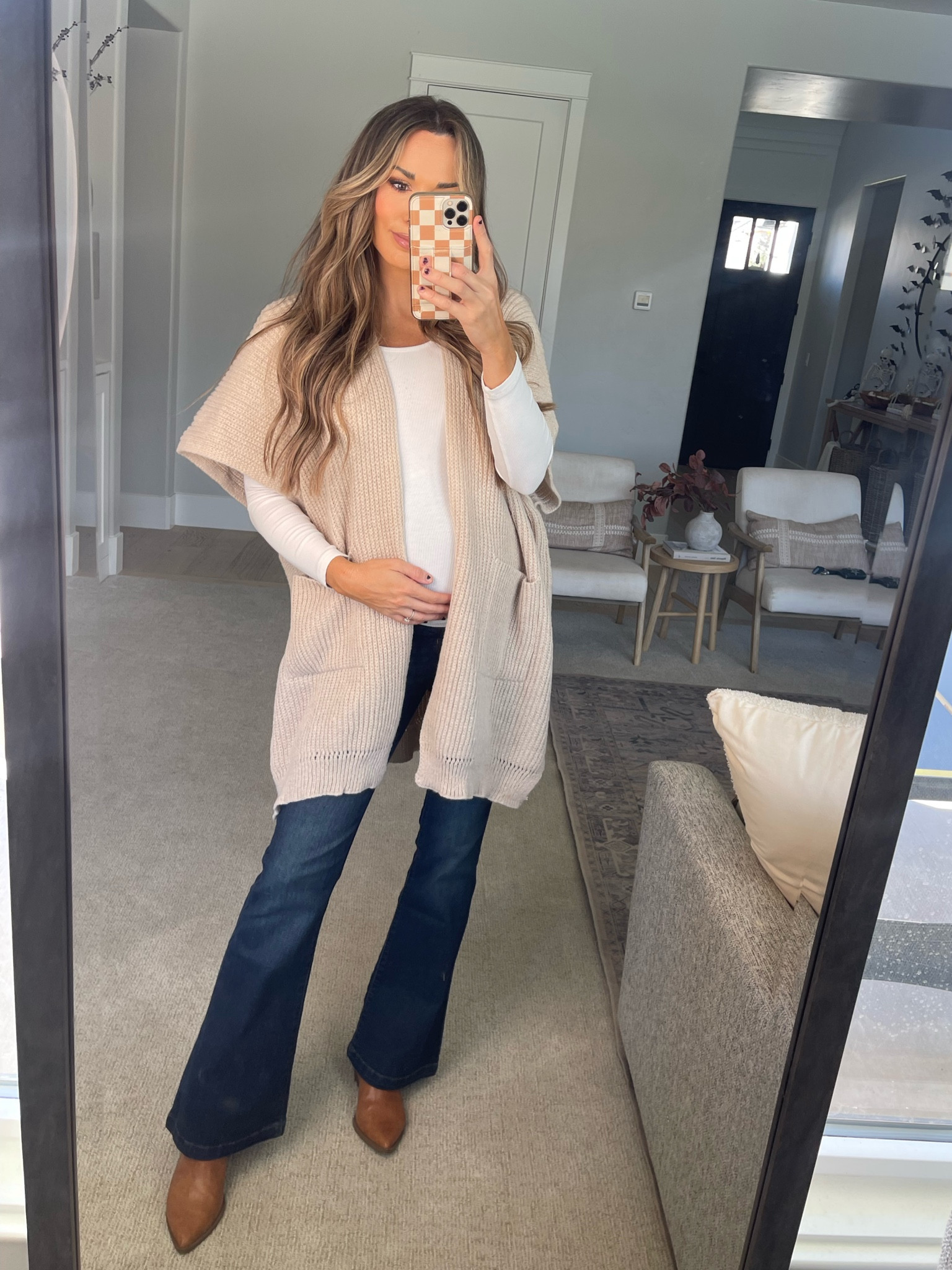 Walmart bump friendly outfit!
Cardigan one size
Jeans size 6 

#LTKfindsunder50 #LTKstyletip #LTKbump