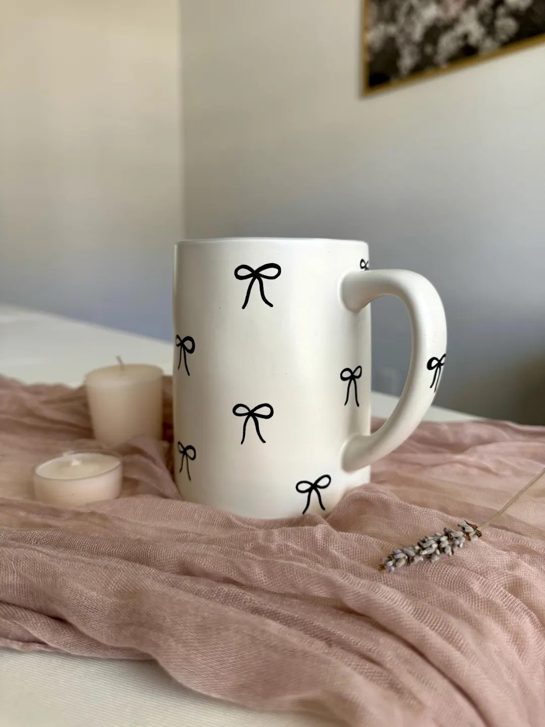 Black Bows Hand Painted Ceramic Mug - Etsy | Etsy (US)