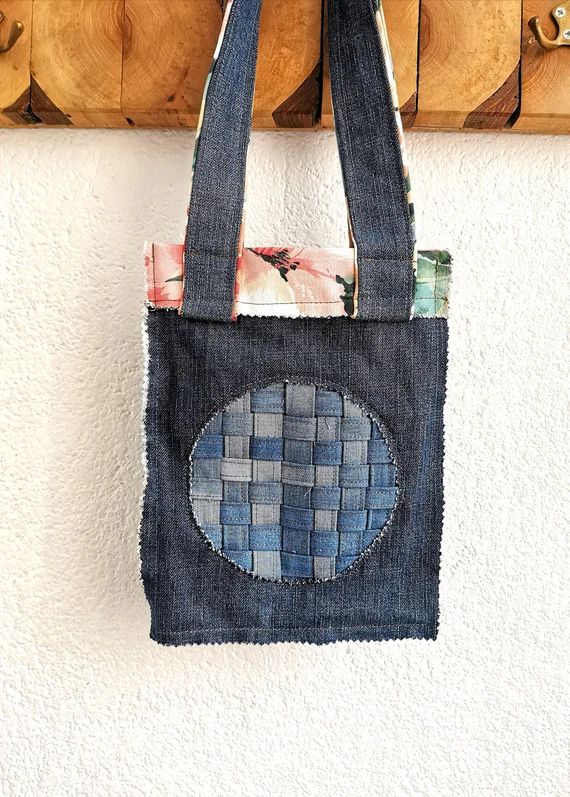 Patchwork tote bag for girls denim tote bags unique gifts | Etsy | Etsy (US)