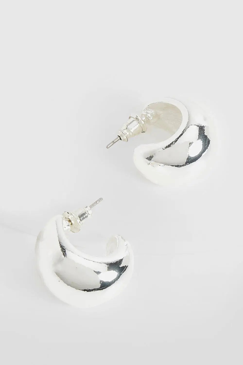 Silver Mini Chunky Hoop Earrings | Boohoo | Boohoo.com (UK & IE)