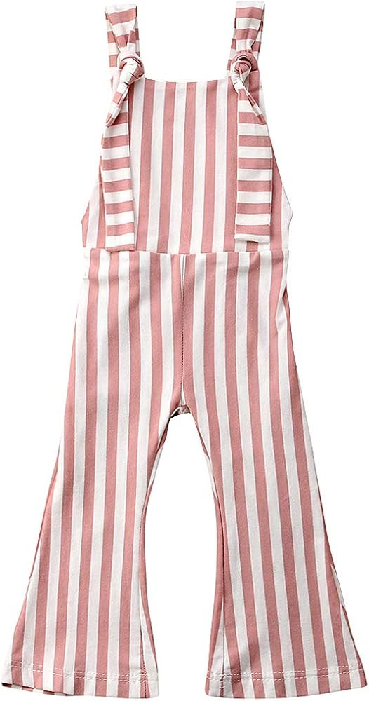 ZAXARRA Toddler Kids Baby Girl Stripes Bell-Bottom Jumpsuit Romper Overalls Pants Outfits | Amazon (US)