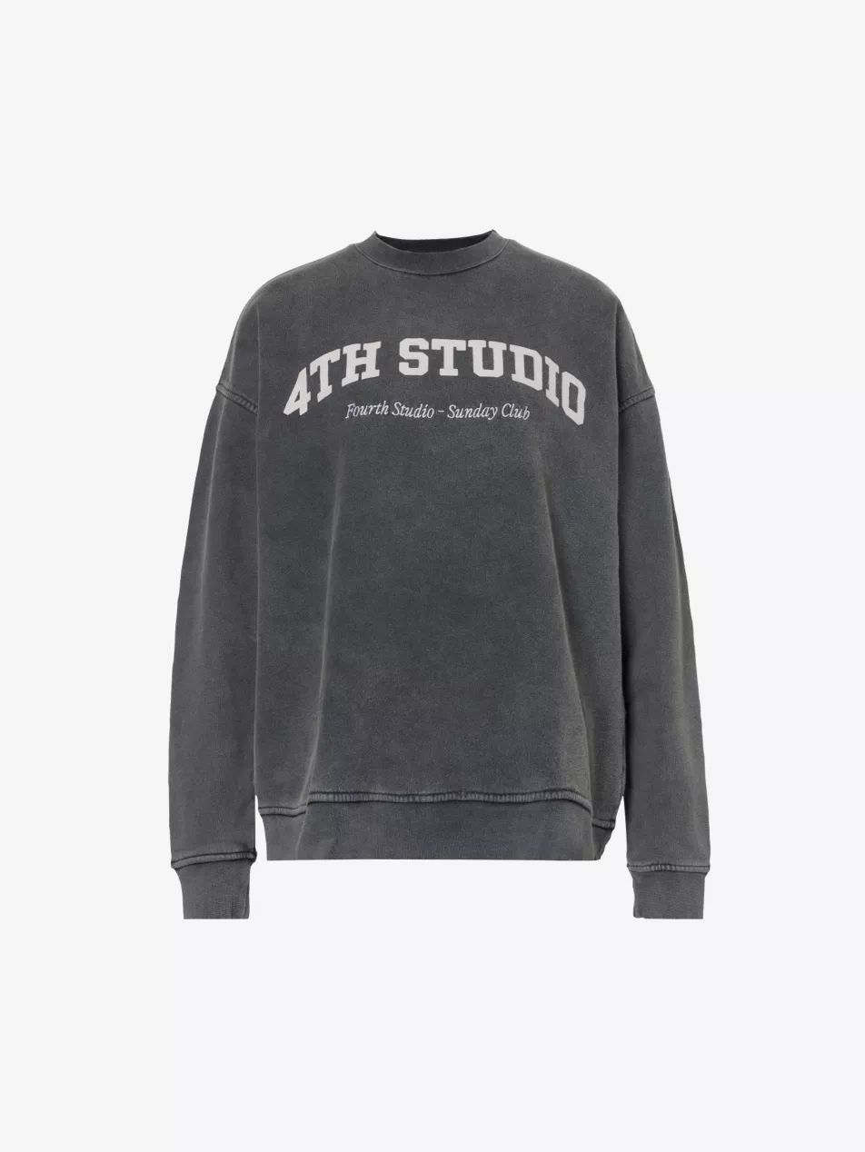 Logo-print acid-wash cotton-jersey sweatshirt | Selfridges