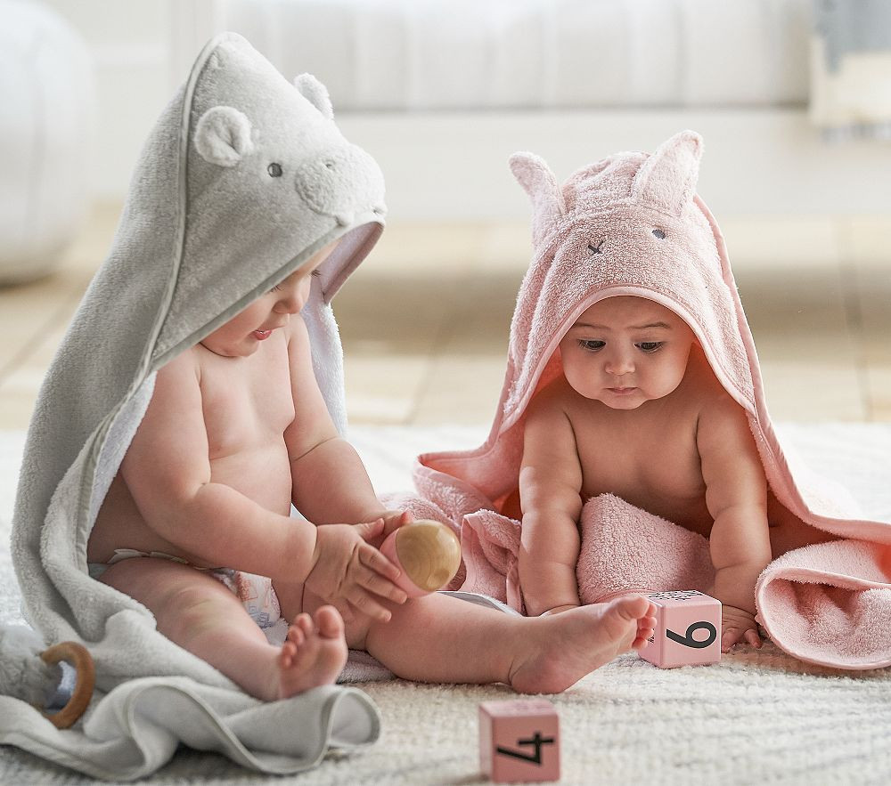 Super Soft Animal Baby Hooded Towel & Washcloth Collection | Pottery Barn Kids