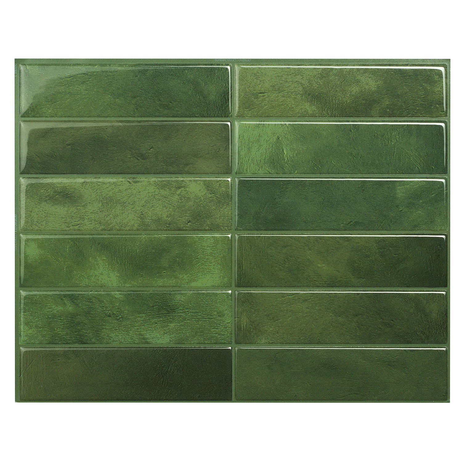 Smart Tiles Morocco Sefrou Green 9-in x 12-in Glossy Resin Subway Linear Wall Tile ( 2.8-sq ft Carton ) | SM1231G-04-QG | Lowe's