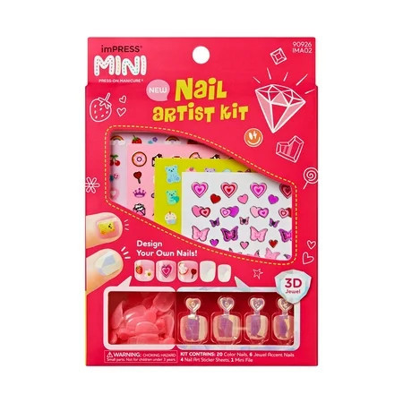 imPRESS MINI Press On Nail Artist Kit for Kids, Wannabe U, Squoval, 26 Press On Nails | Walmart (US)