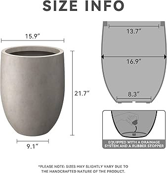 Kante 21.7" H Weathered Concrete Tall Planter, Large Outdoor Indoor Decorative Pot with Drainage ... | Amazon (US)
