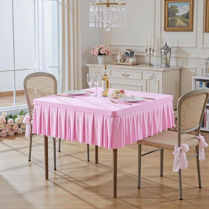Wish Care Pink Spandex Tablecloths for 34x34 Inch Square Tables, Stretch Fitted Table Clothes wit... | Amazon (US)