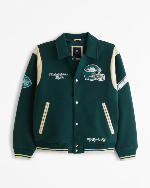 NFL Philadelphia Eagles Varsity Bomber Jacket | NFL NFL | Abercrombie.com | Abercrombie & Fitch (US)