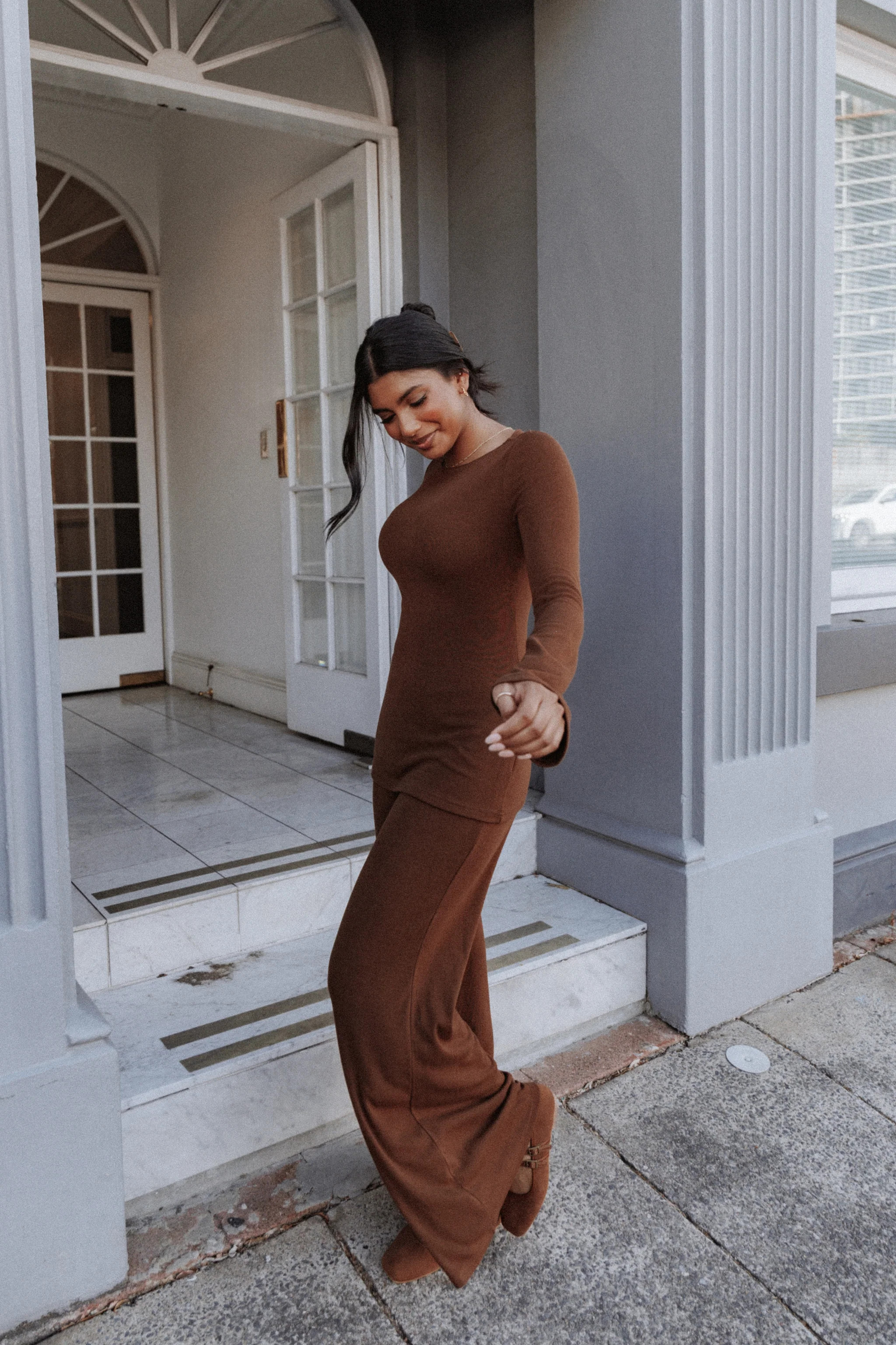 Selly Knitted Pant Set - Brown | Petal & Pup (US)