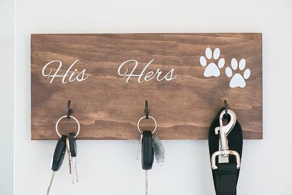 Dog Lover Gift, Key Hook, Dog Leash Holder, His and Hers, Entryway Organizer, Farmhouse Decor, Ru... | Etsy (US)