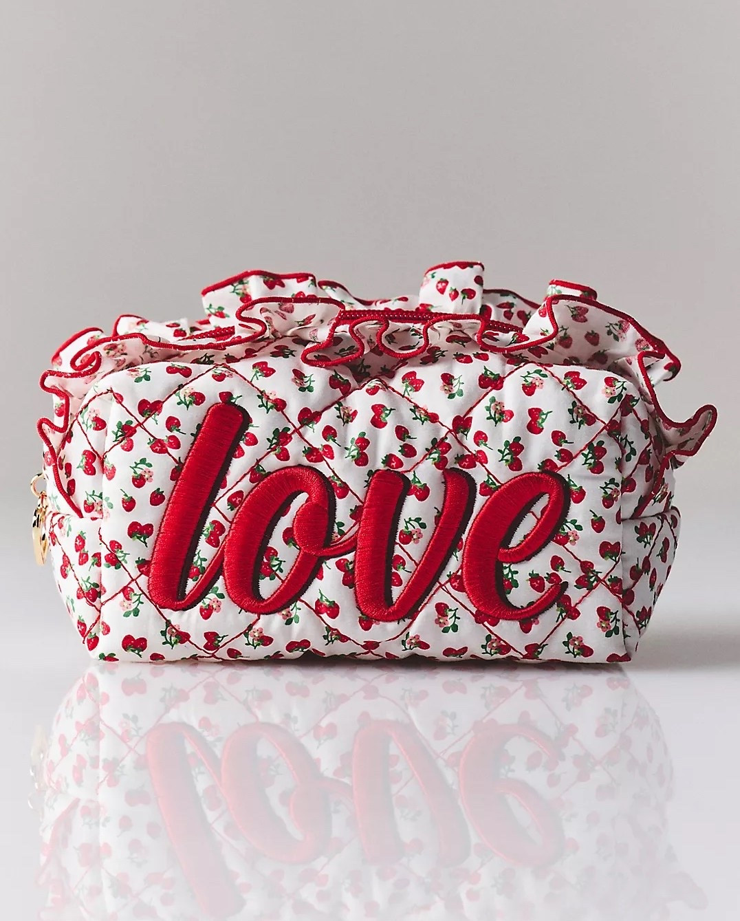 Love this Love Embroidered Ruffle Quilted Strawberry Cosmetic Bag!

Cute Valentines Gift idea!

Makeup Bag. Valentine’s Day  

#LTKFindsUnder50 #LTKBeauty #LTKSeasonal