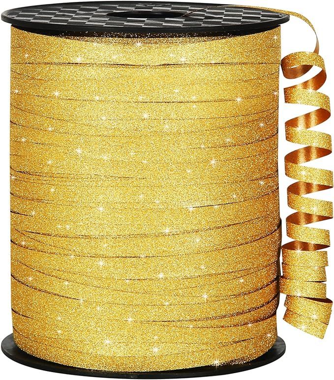 Gold Curling Ribbon, 500 Yard Glitter Gold Ribbon, Shiny Metallic Curling Ribbon for Gift Wrappin... | Amazon (US)