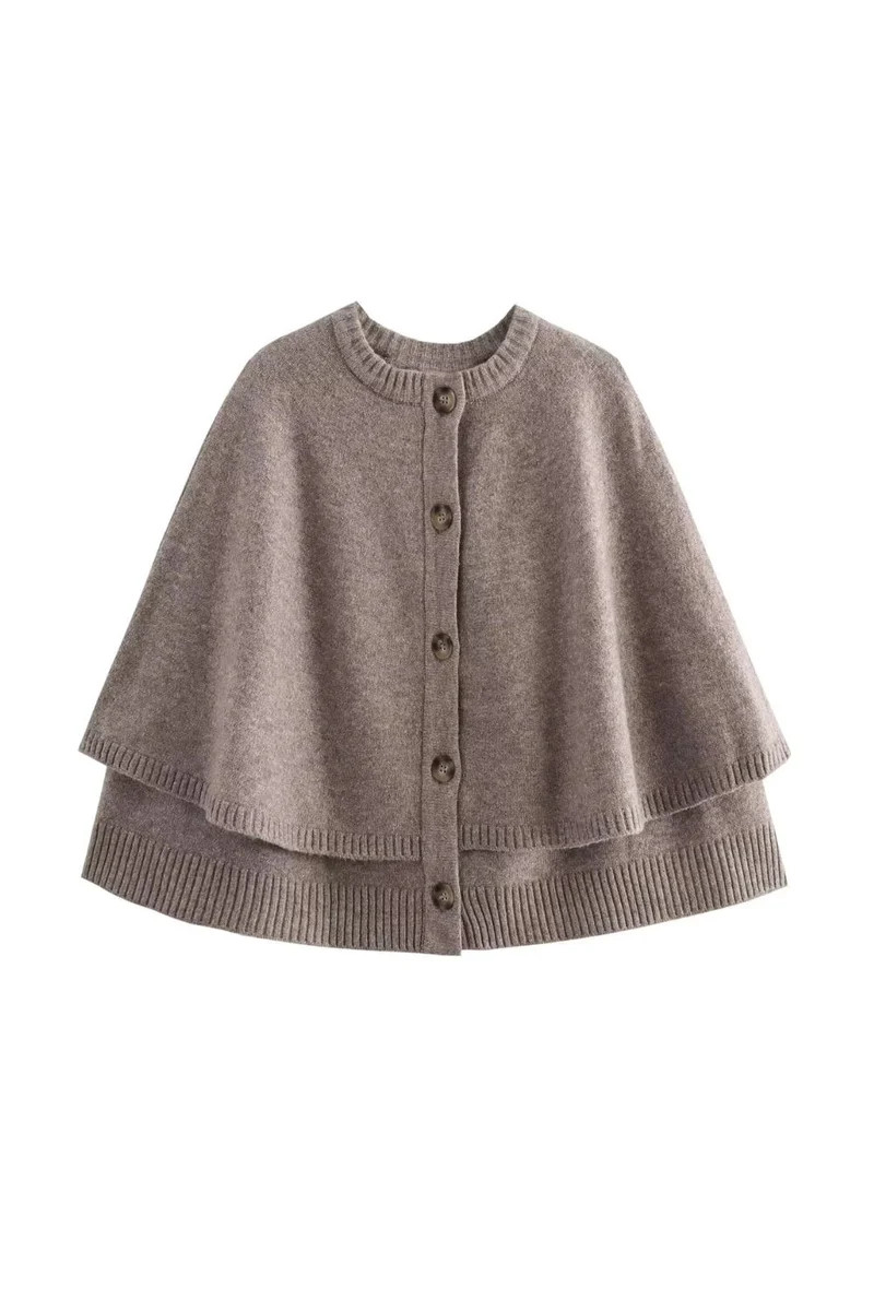'Aurora' Round Neck Cape-Style Knit Cardigan | Goodnight Macaroon