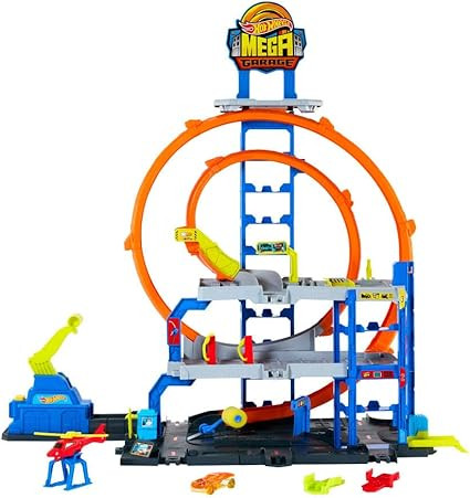 Hot Wheels Toy Car Track Set with Die-Cast Car & Helicopter, 2 Loops, Storage for 36 1:64 Scale V... | Amazon (US)