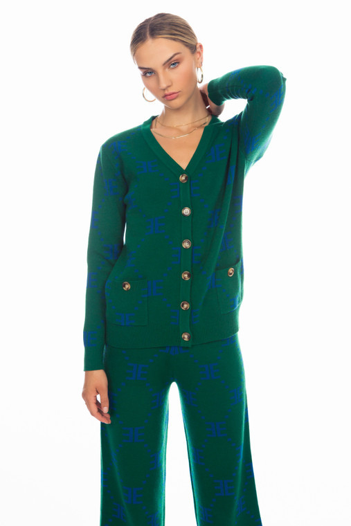 GREEN/ROYAL BLUE EE CARDIGAN | EllandEmm