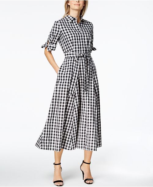 Cotton Gingham-Print Midi Shirtdress | Macys (US)