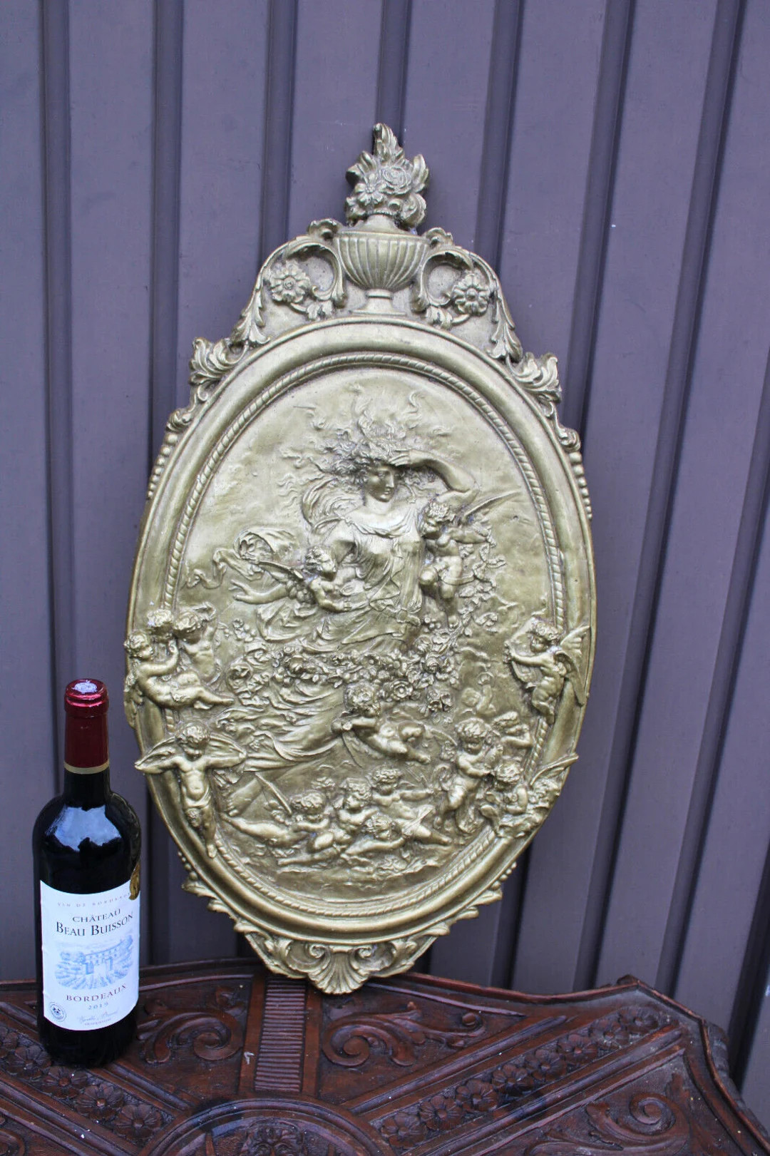 Antique Xl Ceramic Chalk Wall Plaque Panel Cherub Angels Nymph Relief Rare - Etsy | Etsy (US)