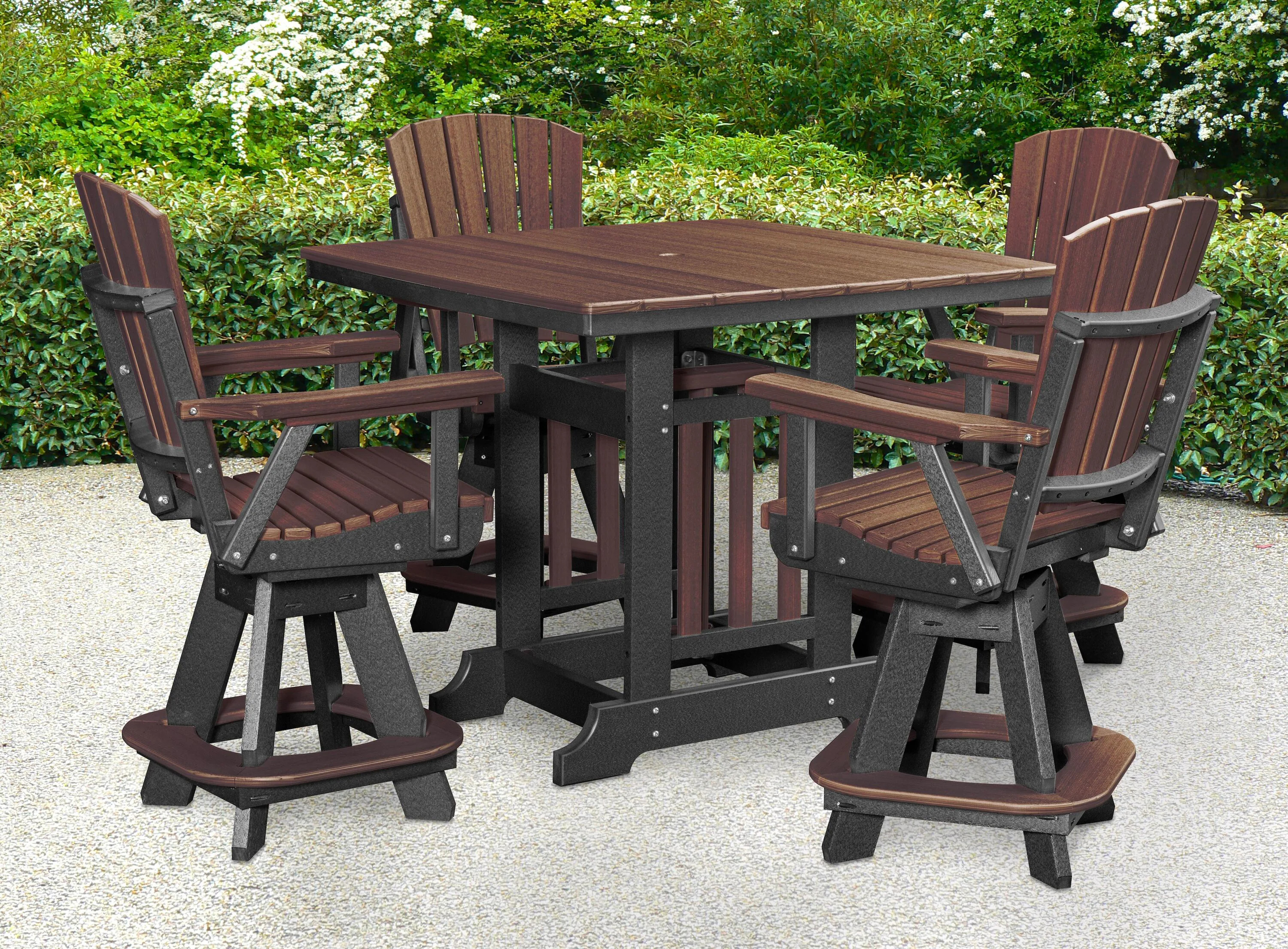 American Furniture Classics Adirondack 5 -Piece Black Counter height HDPE Square Table with 4 Swivel Chairs one_size | CJ130BZBK-K | Lowe's