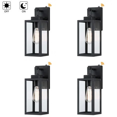 4-pack Outdoor dusk-to-dawn sensor Wall Light with Matte Black Finish | Wayfair North America