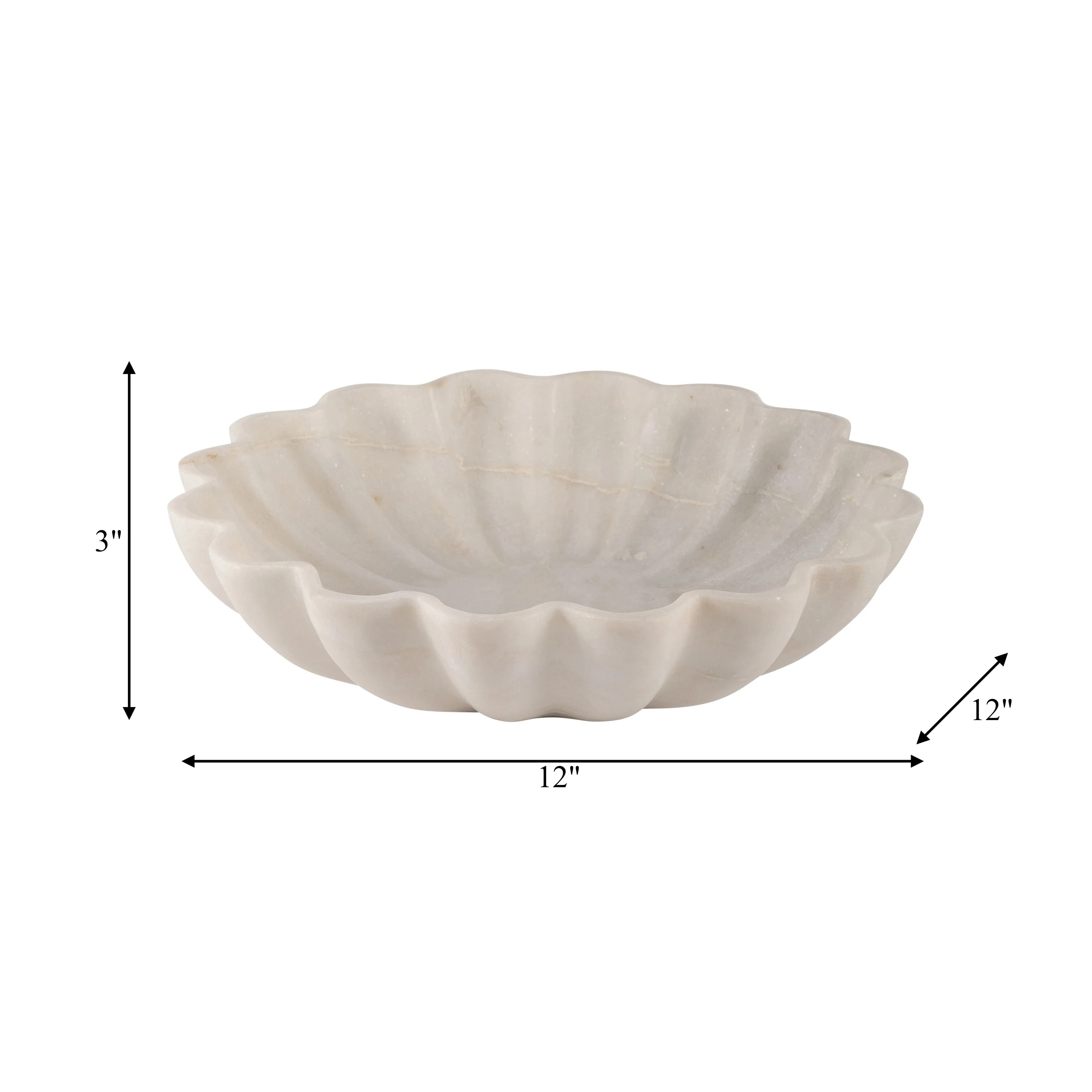 Calvin Marble, 12"D Shell Shaped Plate, White, Round | Wayfair North America