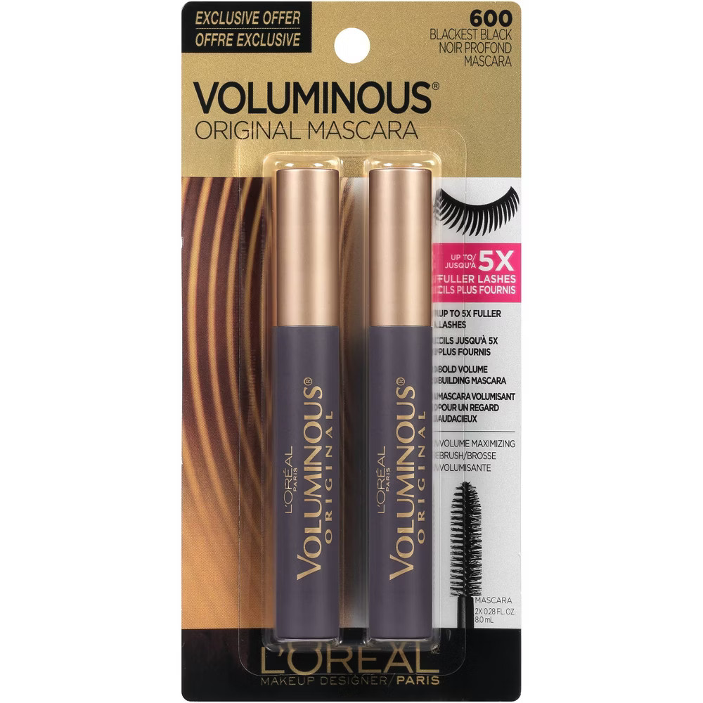 L'Oreal Paris Voluminous Original Mascara Blackest Black - 2pc/0.56 fl oz | Target