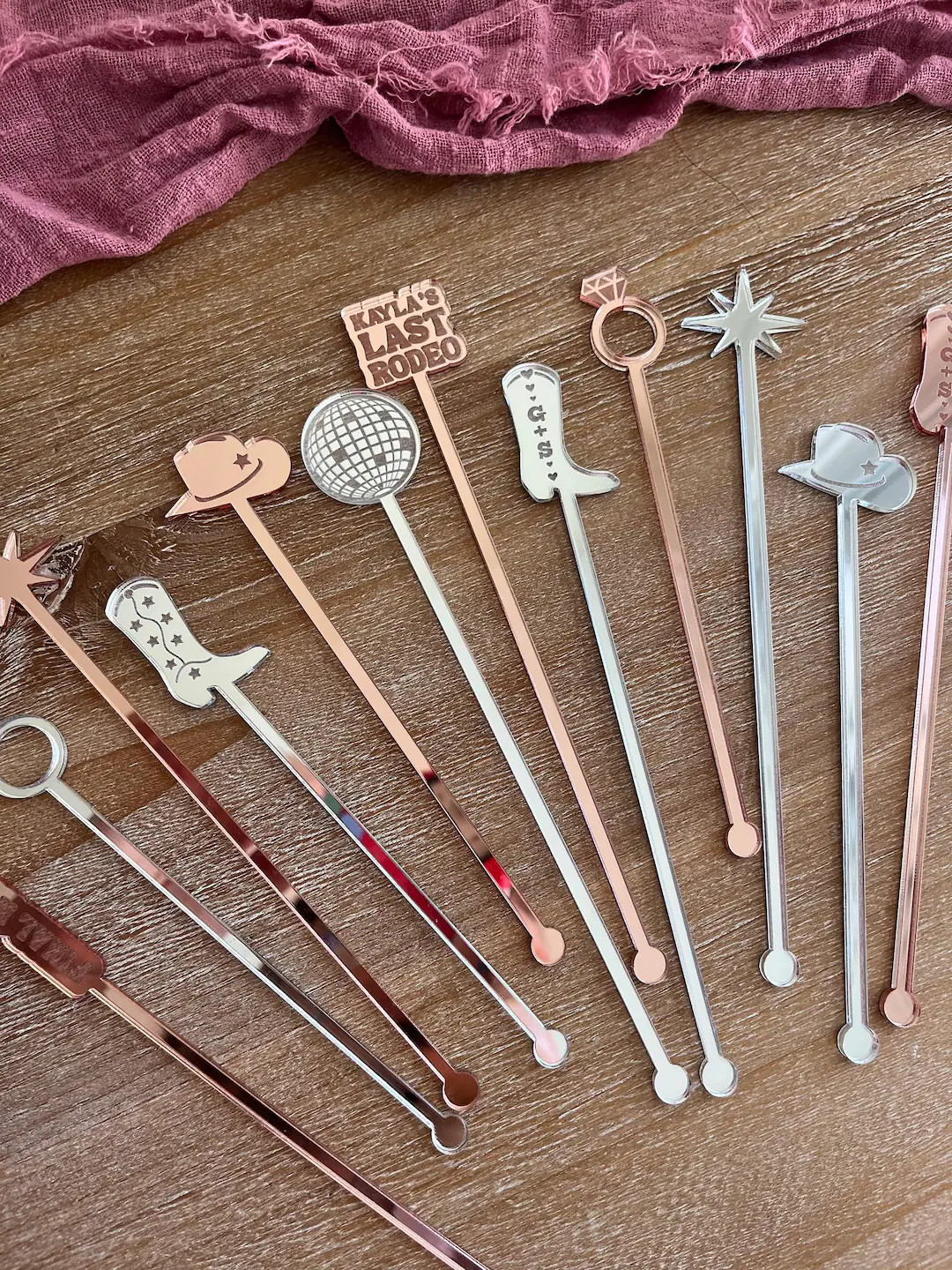 Personalized Cowgirl Drink Stirrers | Nashville Bachelorette Decor | First Rodeo Birthday | Cowbo... | Etsy (US)