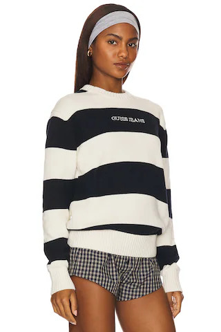 Guess Jeans Long Sleeve Striped Sweater in Sandy Shore And Daring Ocean Stripes from Revolve.com | Revolve Clothing (Global)