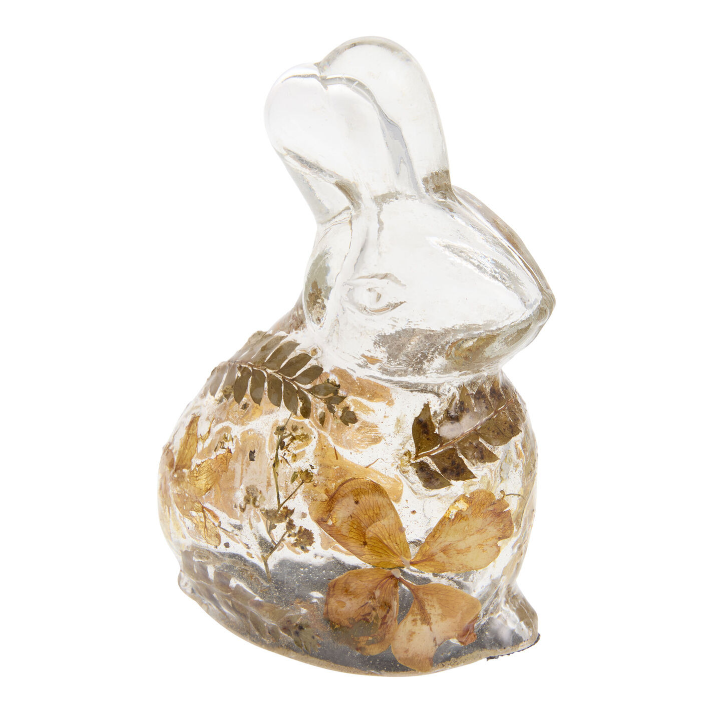 Handblown Glass Pressed Flower Rabbit Decor | World Market