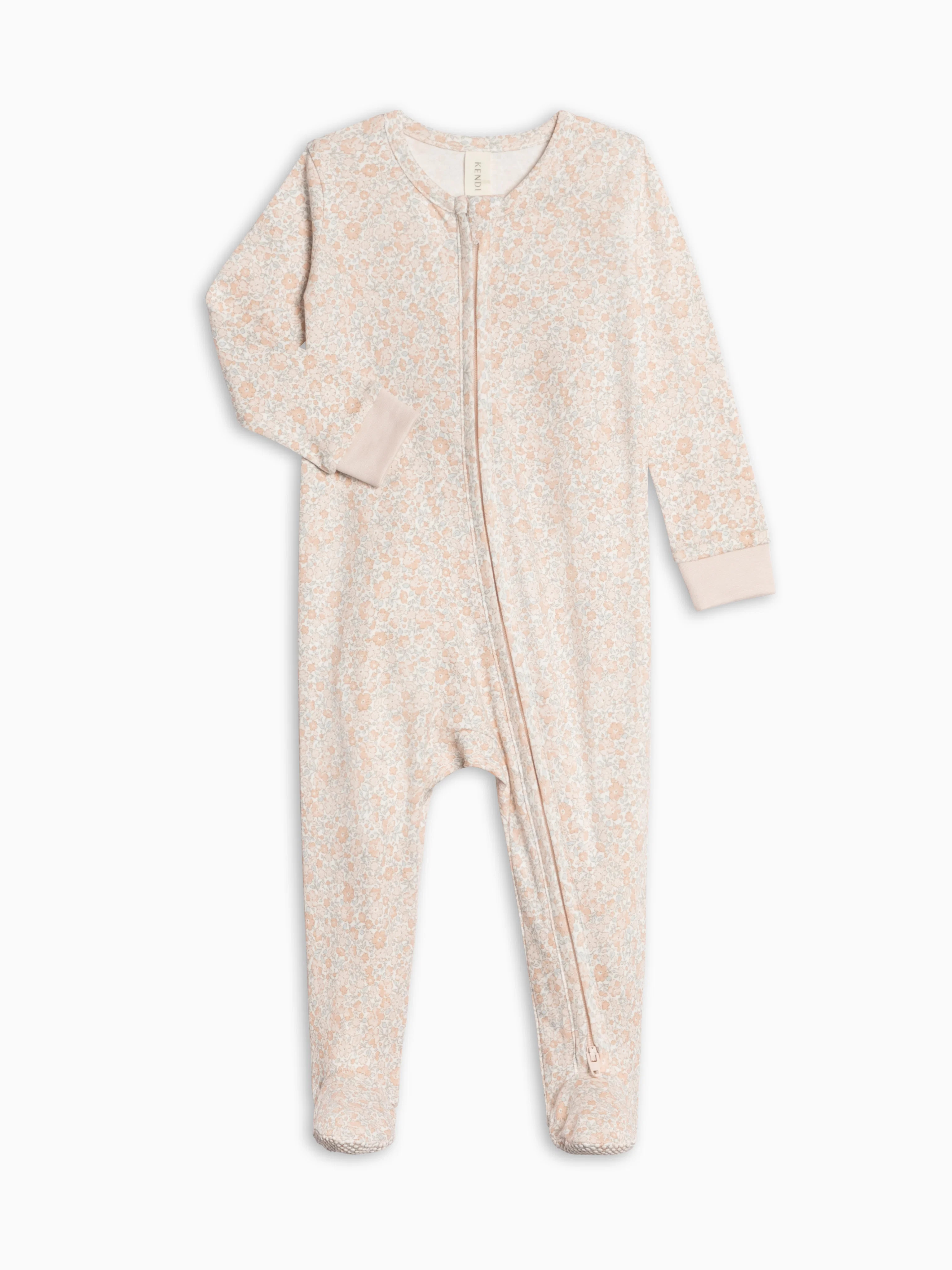 Peyton Zipper Sleeper - Belmont Floral / Shell + Powder | Colored Organics