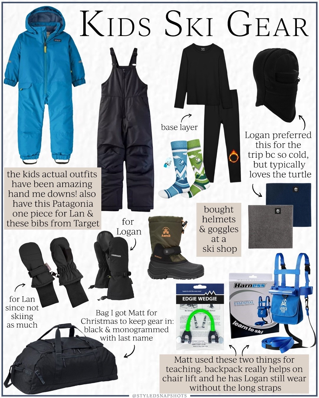 Kids ski gear ⛷️ kids actual ski suits have been amazing hand me downs, but linked everything else we use and own 

#LTKKids