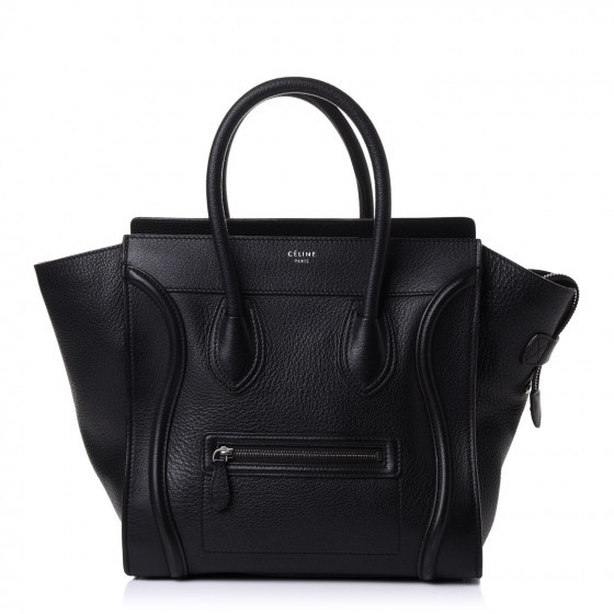 CELINE Drummed Calfskin Mini Luggage Black | Fashionphile