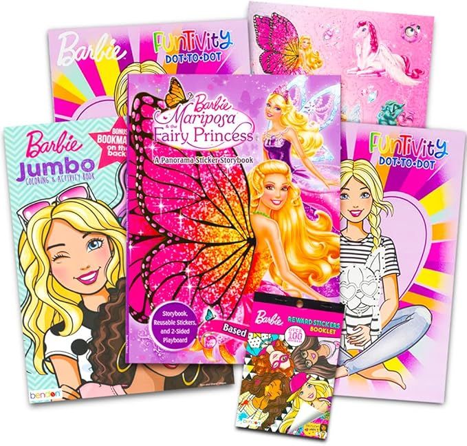 Barbie Coloring and Activity Book Super Set -- 4 Barbie Books with Over 25 Barbie Stickers (Barbi... | Amazon (US)