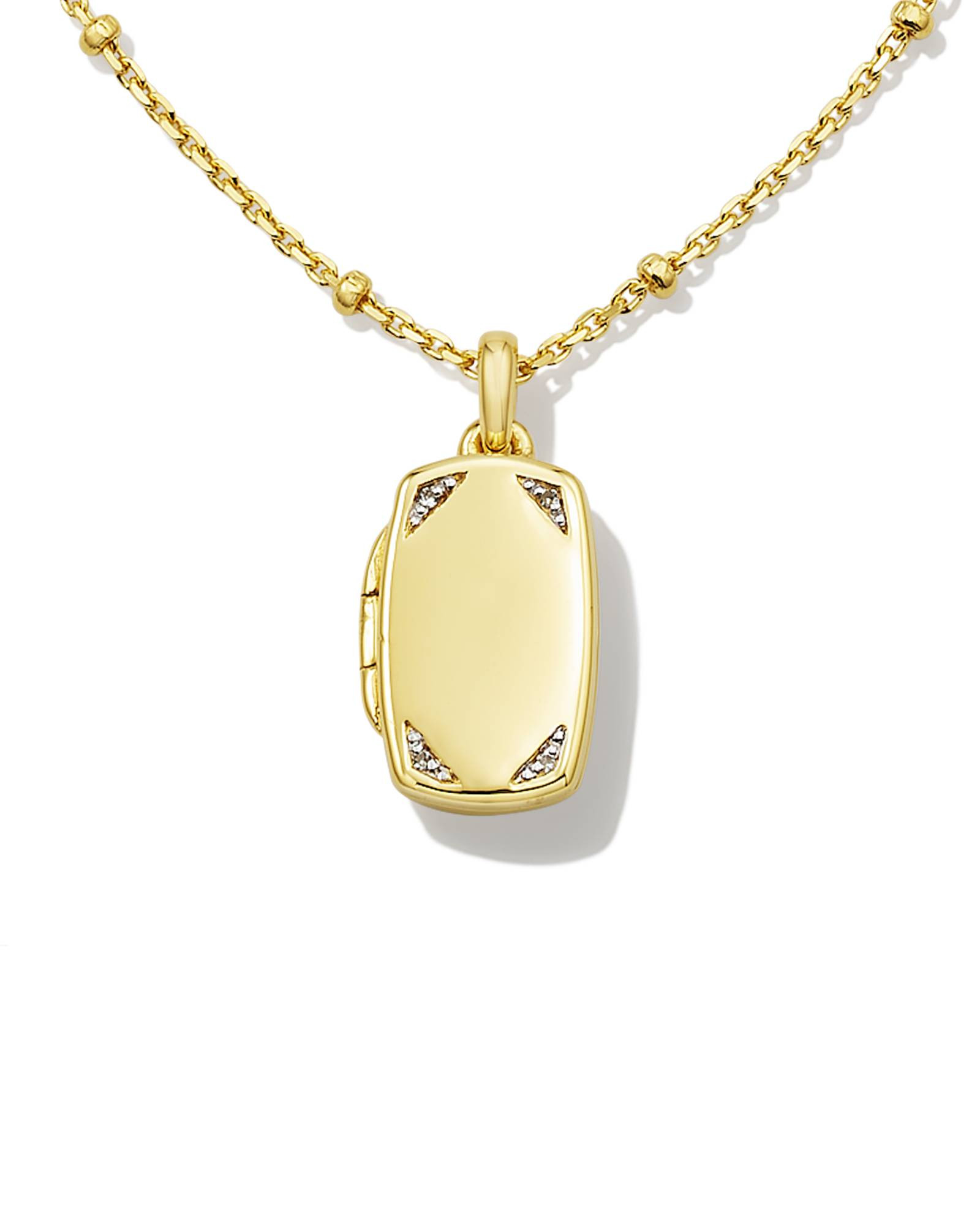 Tinsley 18k Gold Vermeil Tiny Locket Necklace in White Topaz | Kendra Scott | Kendra Scott